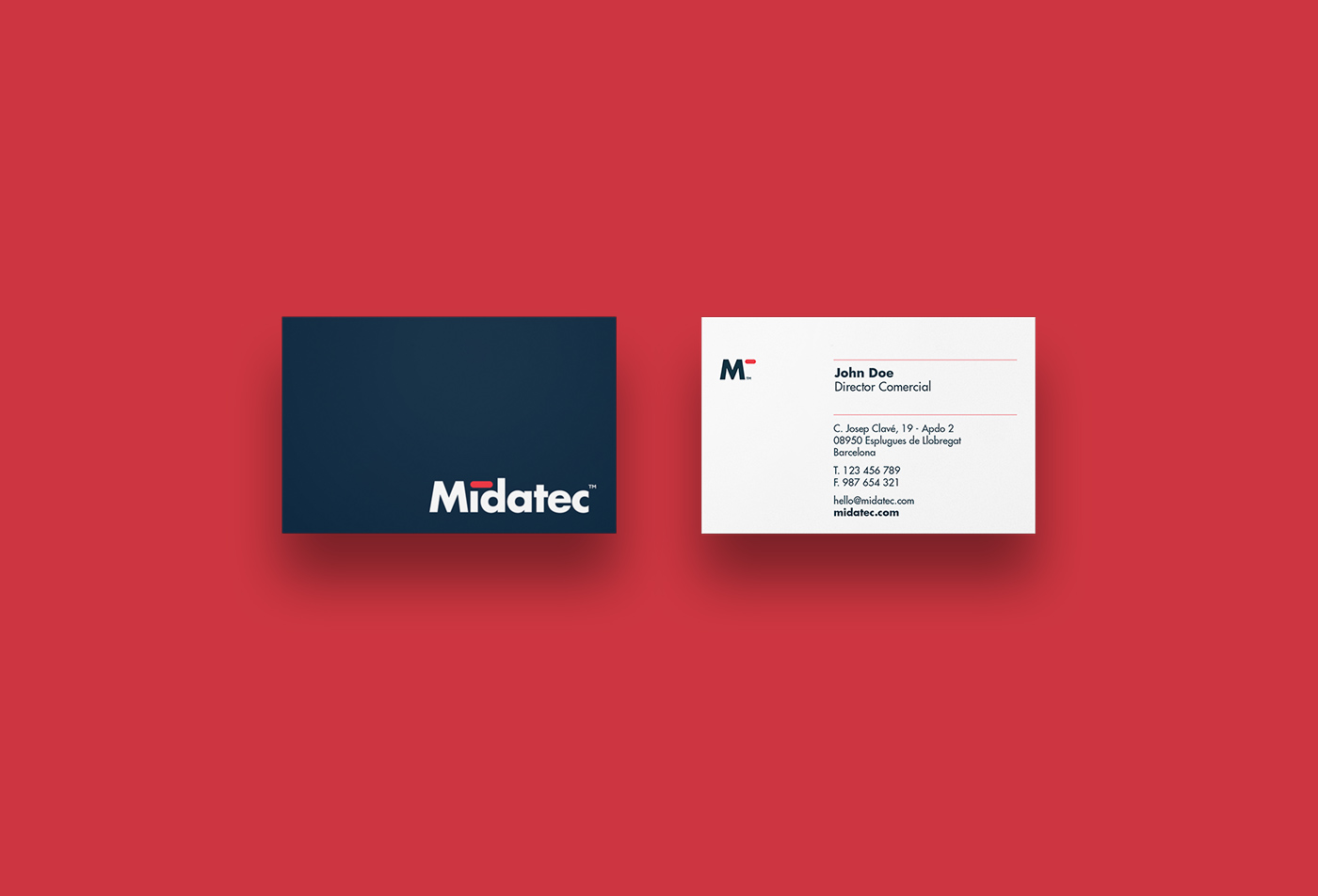 Diseño de identidad corporativa para empresa tecnológica - Diseño de tarjetas corporativas Midatec - Estudio de diseño Valencia Pixelarte