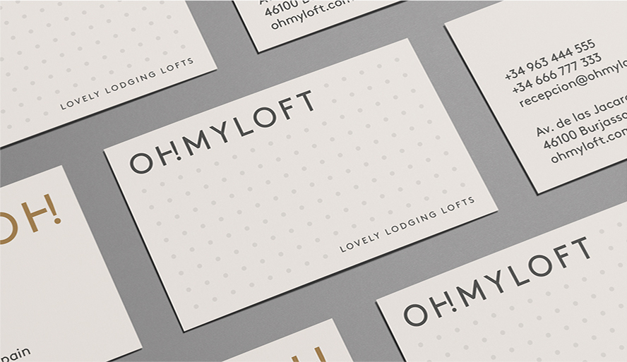Diseño de identidad corporativa para hotel Ohmyloft - Diseño de tarjetas de visita - Estudio de diseño Valencia Pixelarte