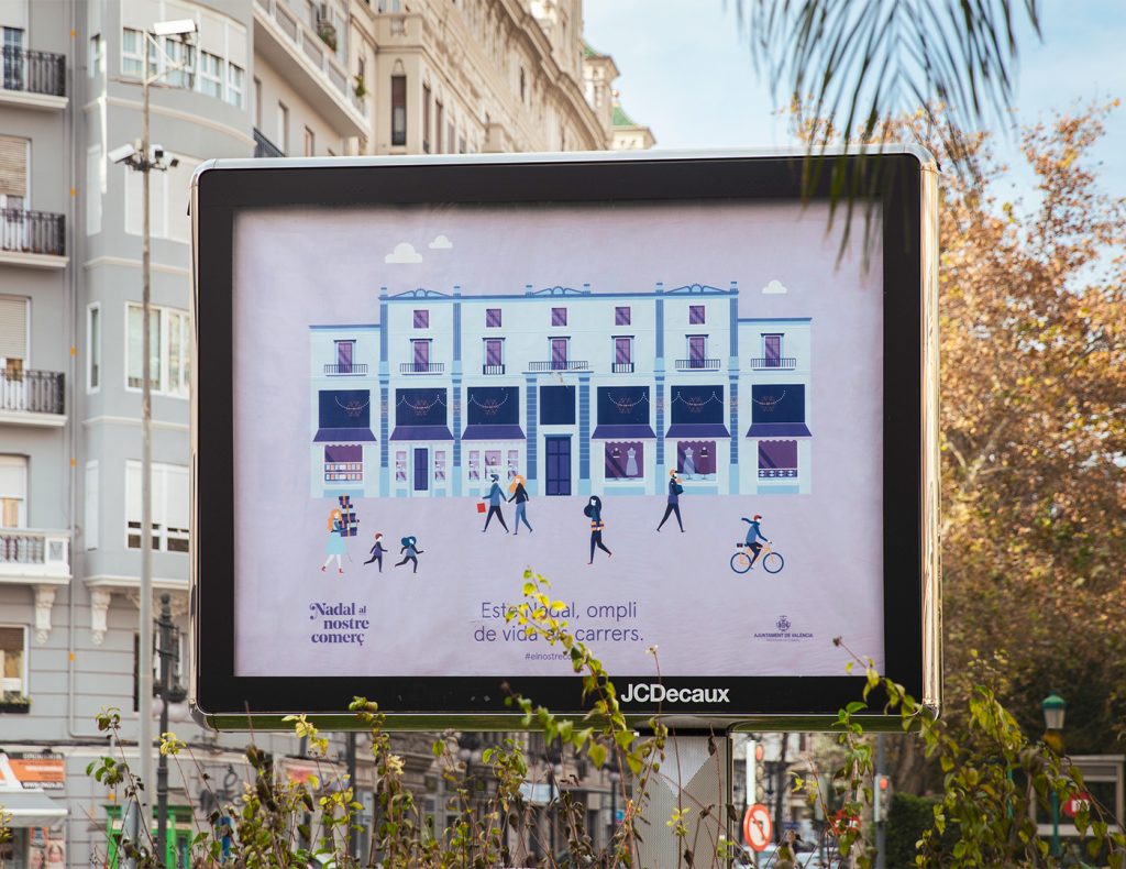 Campaña de publicidad Navidad 2018 - Campaña de comunicación Ayuntamiento de Valencia - Diseño de publicidad exterior - Nadal al nostre comerç - Estudio de diseño gráfico Valencia Pixelarte