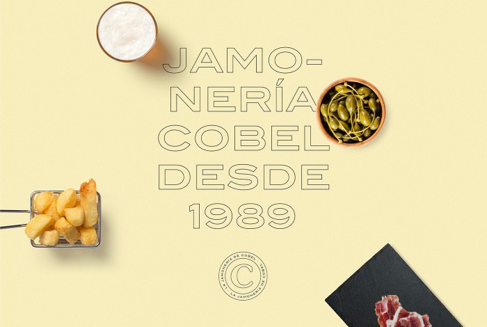 Imagen corporativa para jamonería Cobel - Identidad de marca para restaurante carnicería Cobel - Estudio de diseño Valencia Pixelarte