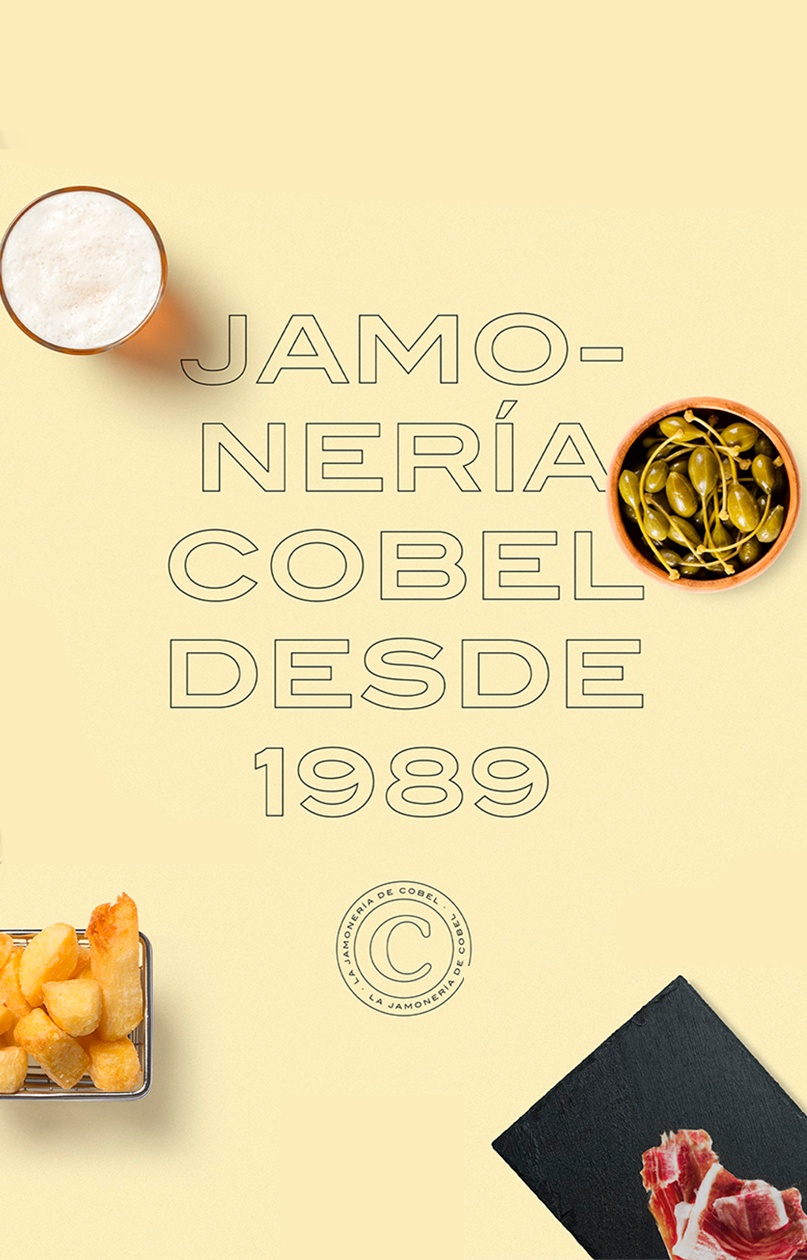 Imagen corporativa para jamonería Cobel - Identidad de marca para restaurante carnicería Cobel - Estudio de diseño Valencia Pixelarte