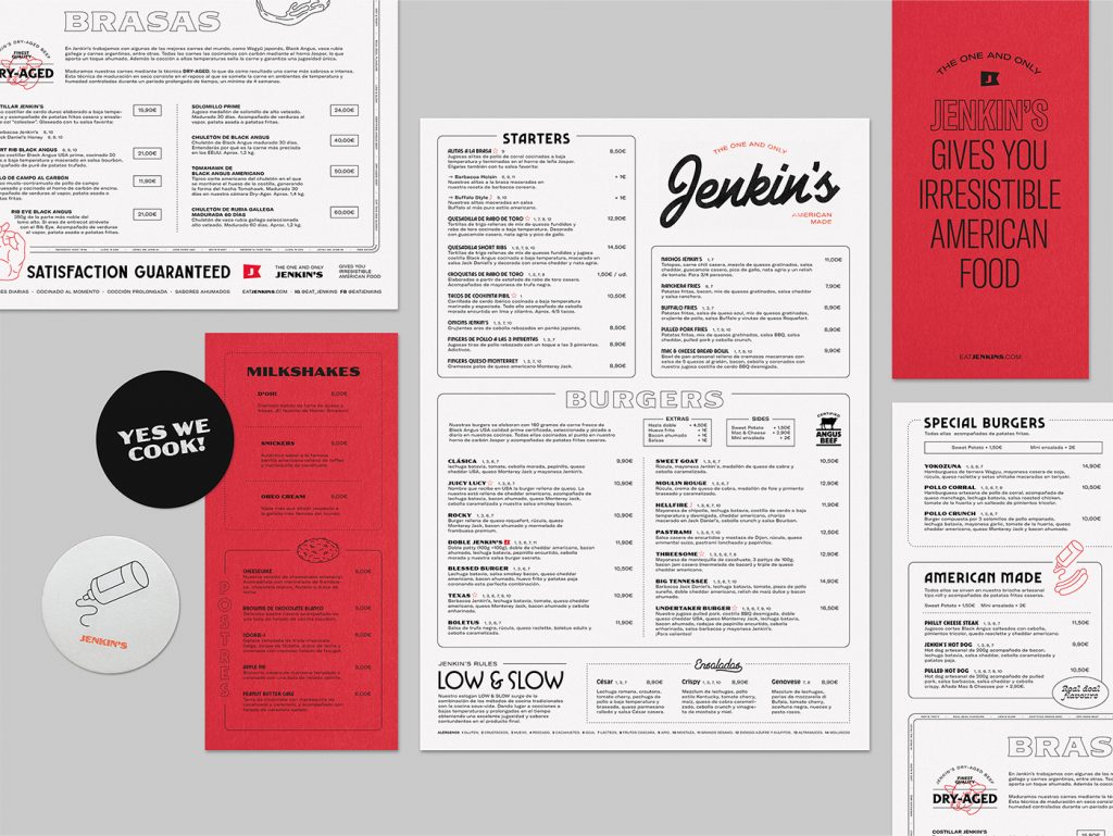 Pixelarte - Estudio de diseño gráfico - Diseño cartas restaurante Jenkins Valencia y Madrid